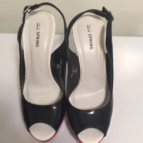 Spring Black, White and Hot Pink 8.5 5” heels - Picture 2 of 4